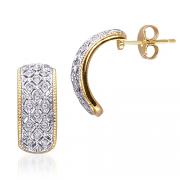 Sparkling Beauty: Gold Vermeil Two-Tone Huggie Earrings with CZ Diamond