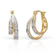 Stunning and Beautiful: Gold Vermeil Two-Tone Double Oval Hoop Earrings with CZ Diamond