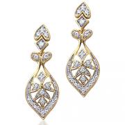 Graceful Glamour: Gold Vermeil Designer Style Dangling Earrings with CZ Diamond
