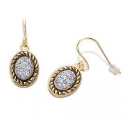 Elegant and Chic: Gold Vermeil Designer Inspired Oval Fishhook Earrings with CZ Diamond