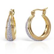 Divas Dream: Gold Vermeil Two-Tone Hoop Earrings with CZ Diamond