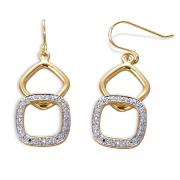 Sensational Glamour: Gold Vermeil Dangling Fishhook Earrings with CZ Diamond
