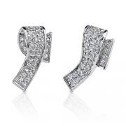 Sophisticated Elegance: Sterling Silver Bridal Style Wrap design Pave Diamond Stud Post Earrings