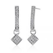 Supreme Sophistication: Sterling Silver Designer Inspired Bridal Style Post Drop-earrings with CZ Diamonds