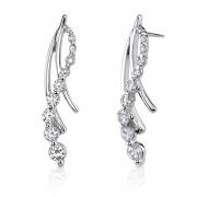 Shimmering Inspiration: Sterling Silver Designer Inspired Journey Style Post Earrings with CZ Diamond
