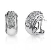 Starlet Sophistication: Sterling Silver Celebrity Style Hoop Earrings with CZ Diamonds