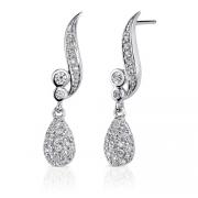 Glitzy Glamour: Sterling Silver Celebrity Inspired Dangle Style Post Earrings with CZ Diamonds