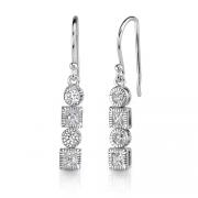 Dainty Elegance: Sterling Silver Bridal jewelry Dangle Style Fish-hook Earrings with CZ Diamonds
