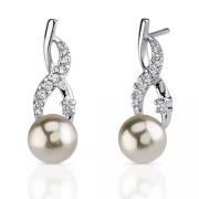 Classic Elegance: Sterling Silver Designer Inspired Wrap-over Style 8mm Faux Pearl Drop Earrings