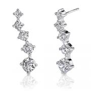 Stunningly sophisticated: Sterling Silver Designer Inspired Journey Style Post Earrings with CZ Diamonds
