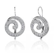 Modern and Chic: Sterling Silver Celebrity Inspired Medallion Style Swirl Earrings with CZ Diamonds