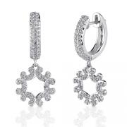 Lavish Glamour: Sterling Silver Hinged Post Hoop Earrings with CZ Diamonds