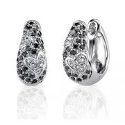 Romantic Radiance: Sterling Silver Couture Jewelry Hinged Post Earrings with Black CZ Diamonds