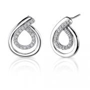 Sweet Elegance: Sterling Silver Designer Inspired Teardrop Style CZ Diamond Post Earrings