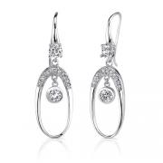 Irresistible Glamour: Sterling Silver Bridal Style CZ Diamond Fish Hook Earrings