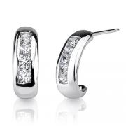 Petite and Elegant: Sterling Silver Bridal Jewelry Huggie Style Post Earrings with CZ Diamonds