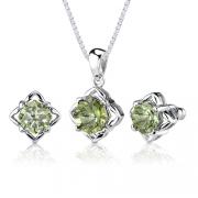 Exclusive Splendor: 6.50 carat Concave-Cut Snowflake Shape Green Amethyst Pendant Earring Set in Sterling Silver