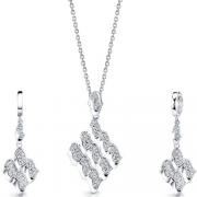 Exquisite Desire: Sterling Silver Pendant Necklace Earrings Set with CZ Diamonds 