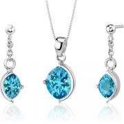 Museum Design 5.25 carats Marquise Cut Sterling Silver Swiss Blue Topaz Pendant Earrings Set 
