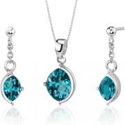 Museum Design 5.25 carats Marquise Cut Sterling Silver London Blue Topaz Pendant Earrings Set 