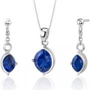 Museum Design 6.00 carats Marquise Cut Sterling Silver Sapphire Pendant Earrings Set 