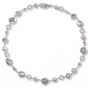 Ultra-chic: Sterling Silver Pink Pearl, Rose Quartz and Electroform Silver bead Necklace-Bracelet Set