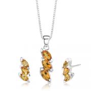 3.00 cts Marquise Shape Citrine Pendant Earrings in Sterling Silver 