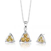 1.25 cts Round Cut Citrine Pendant Earrings in Sterling Silver 