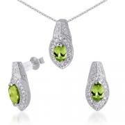 One of a Kind 2.25 carats Marquise Checkerboard Shape Peridot Pendant Earrings Set in Sterling Silver