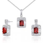 Designed just for You!! 2.75 carats Radiant Cut Garnet Pendant Earrings Set in Sterling Silver