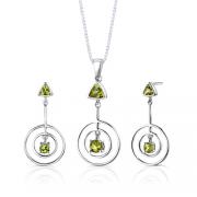 Sterling Silver 2.00 carats total weight Multishape Peridot Pendant Earrings Set